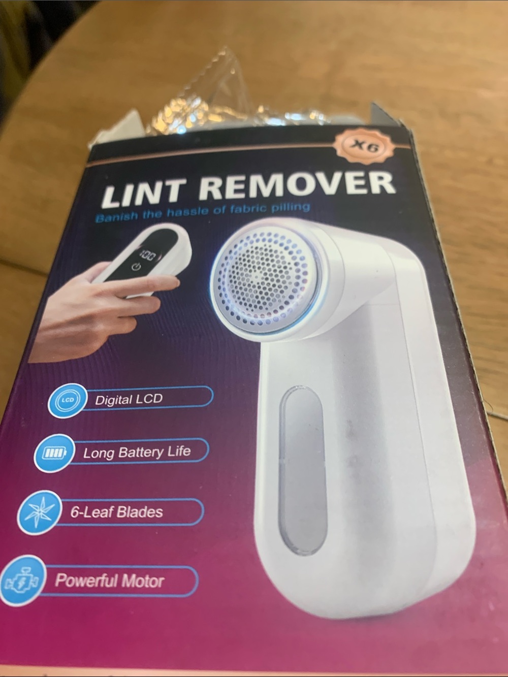 Lint remover. At office